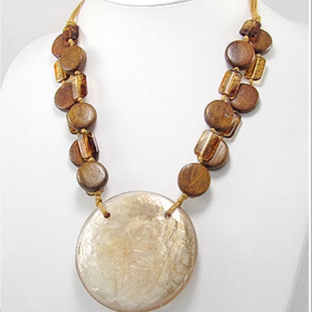 Huge Resin Wood Tortoise Shell Acrylic Necklace
